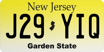 NJ license plate J29YIQ