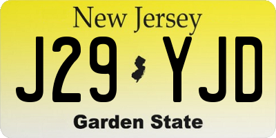 NJ license plate J29YJD