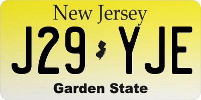 NJ license plate J29YJE