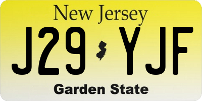 NJ license plate J29YJF