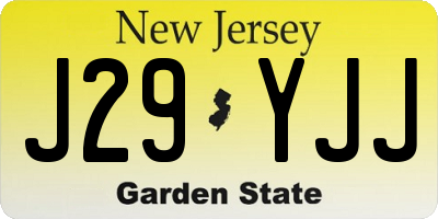 NJ license plate J29YJJ