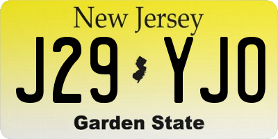 NJ license plate J29YJO