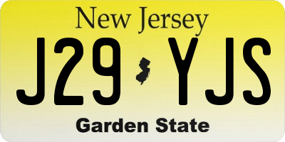 NJ license plate J29YJS