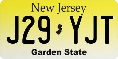 NJ license plate J29YJT