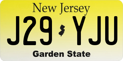 NJ license plate J29YJU