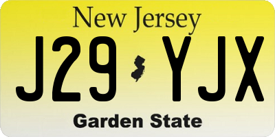 NJ license plate J29YJX