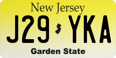 NJ license plate J29YKA
