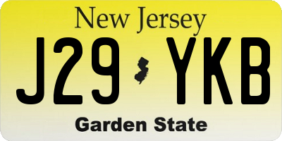 NJ license plate J29YKB