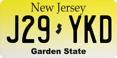 NJ license plate J29YKD