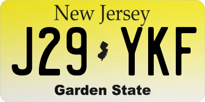 NJ license plate J29YKF