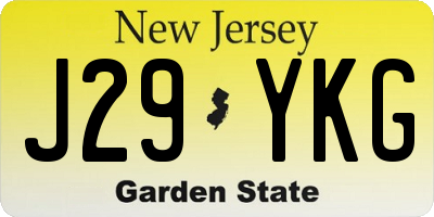 NJ license plate J29YKG