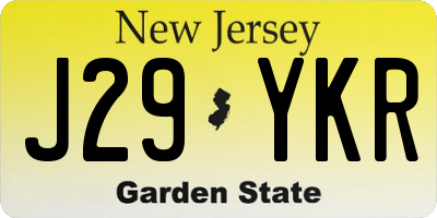 NJ license plate J29YKR