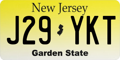 NJ license plate J29YKT