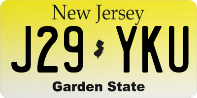 NJ license plate J29YKU