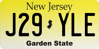 NJ license plate J29YLE