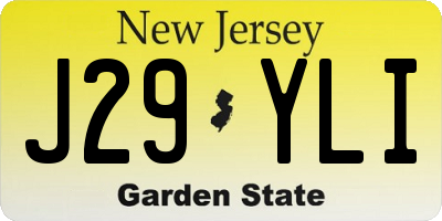 NJ license plate J29YLI