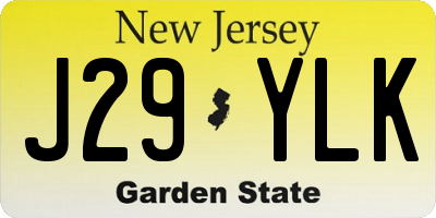 NJ license plate J29YLK