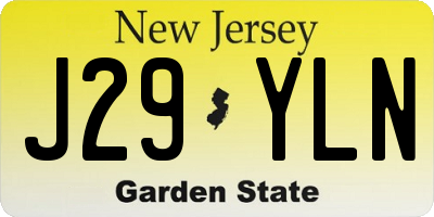 NJ license plate J29YLN