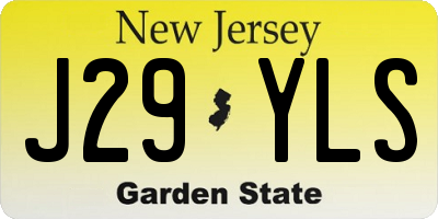 NJ license plate J29YLS