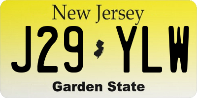 NJ license plate J29YLW
