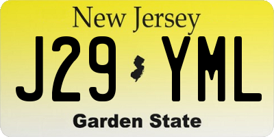 NJ license plate J29YML