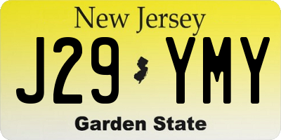 NJ license plate J29YMY