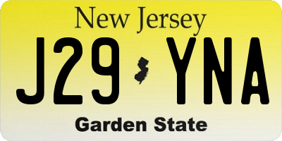 NJ license plate J29YNA
