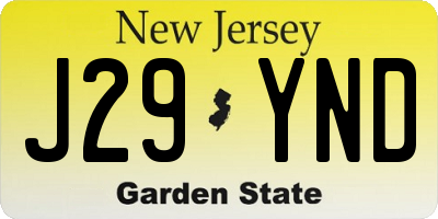 NJ license plate J29YND