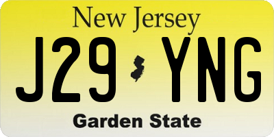 NJ license plate J29YNG