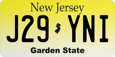 NJ license plate J29YNI