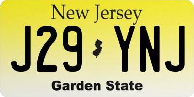 NJ license plate J29YNJ