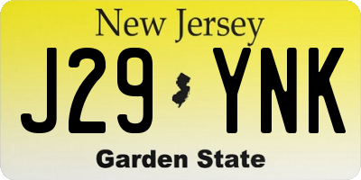 NJ license plate J29YNK