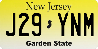 NJ license plate J29YNM