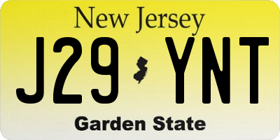 NJ license plate J29YNT