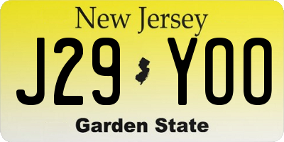 NJ license plate J29YOO