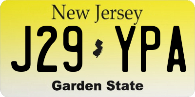 NJ license plate J29YPA