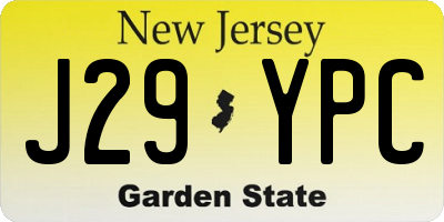 NJ license plate J29YPC