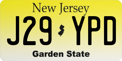 NJ license plate J29YPD
