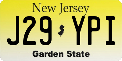 NJ license plate J29YPI