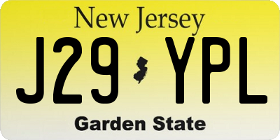 NJ license plate J29YPL