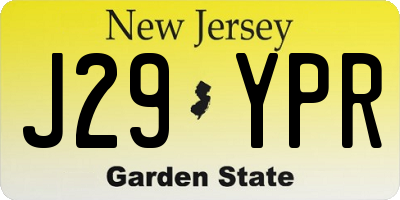 NJ license plate J29YPR
