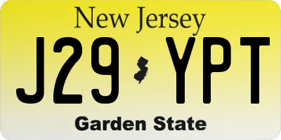 NJ license plate J29YPT