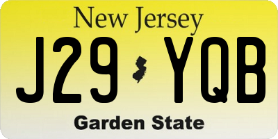 NJ license plate J29YQB