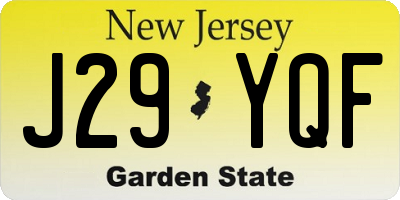 NJ license plate J29YQF