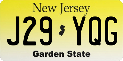 NJ license plate J29YQG