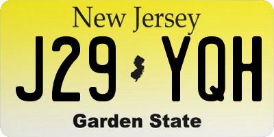 NJ license plate J29YQH