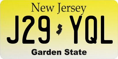 NJ license plate J29YQL