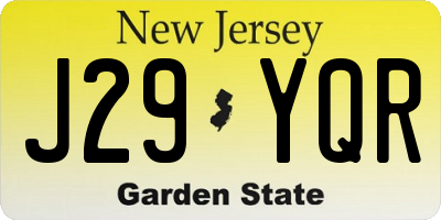 NJ license plate J29YQR