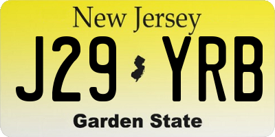 NJ license plate J29YRB