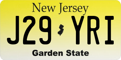NJ license plate J29YRI
